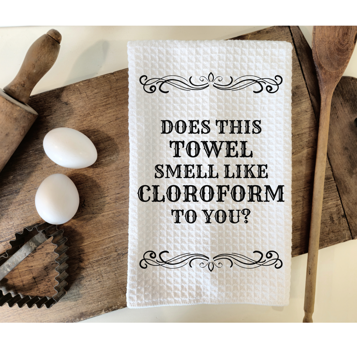 Does this towel smell like chloroform funny Hand Towel