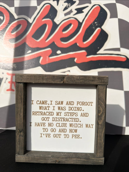 I came, I saw, I forgot framed sign