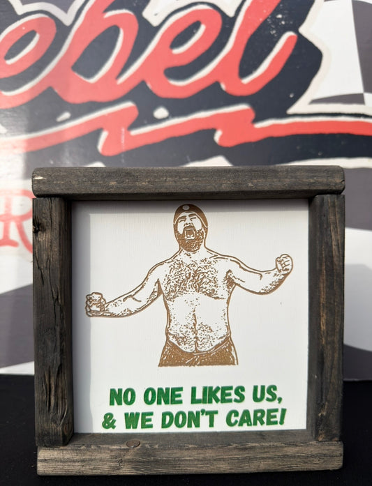 No one likes us and we don’t care framed sign