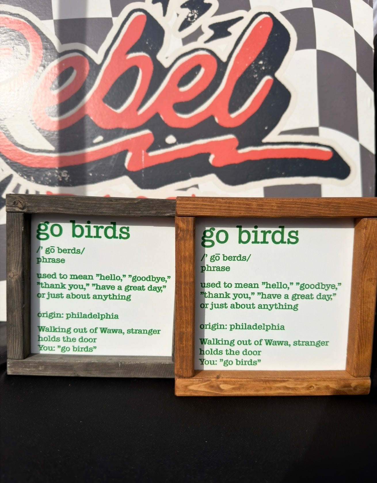 Go birds framed sign