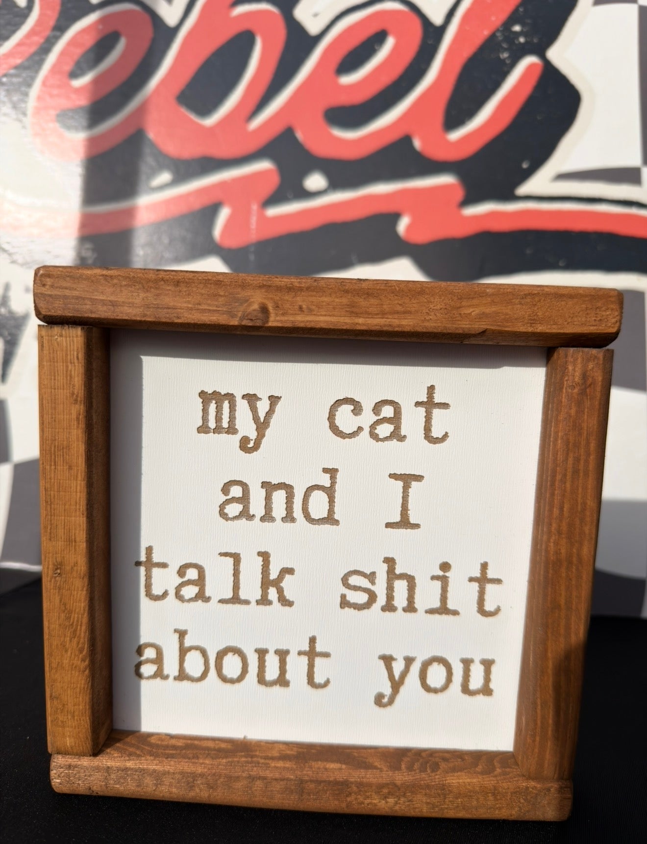 My cat and I talk shit on you framed sign