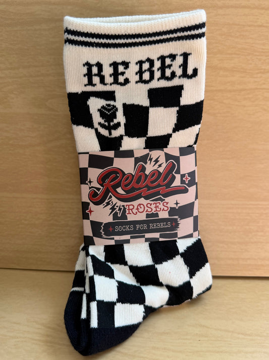 Rebel checkered rose socks